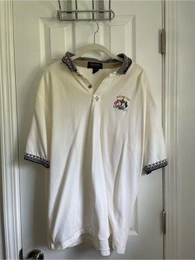 Antigua White Ryder Cup Polo with Navy Trim
